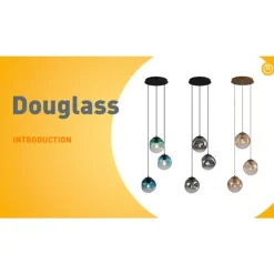 QAZQA Pendelleuchten|Wohnzimmerlampen*Art-Deco-Hängeleuchte schwarz mit blauem und grünem Glas 3-flammig - Douglass