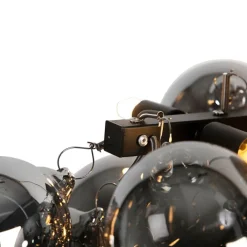 QAZQA Schlafzimmerlampen|Esszimmerlampen*Art-Deco-Hängeleuchte schwarz mit Rauchglas 8-flammig - Uvas