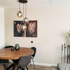 QAZQA Pendelleuchten|Wohnzimmerlampen*Art-Deco-Pendelleuchte schwarz mit Rauchglas 3-flammig - Pallon