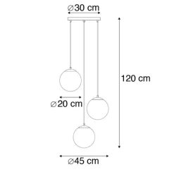 QAZQA Pendelleuchten|Wohnzimmerlampen*Art-Deco-Pendelleuchte schwarz mit Rauchglas 3-flammig - Pallon
