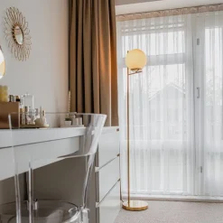 QAZQA Küchenlampen|Stehlampen*Art-Deco-Stehlampe aus Gold und Opalglas – Flore