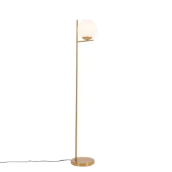 QAZQA Küchenlampen|Stehlampen*Art-Deco-Stehlampe aus Gold und Opalglas – Flore