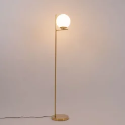 QAZQA Küchenlampen|Stehlampen*Art-Deco-Stehlampe aus Gold und Opalglas – Flore