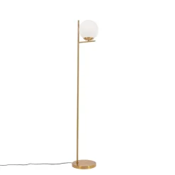 QAZQA Küchenlampen|Stehlampen*Art-Deco-Stehlampe aus Gold und Opalglas – Flore