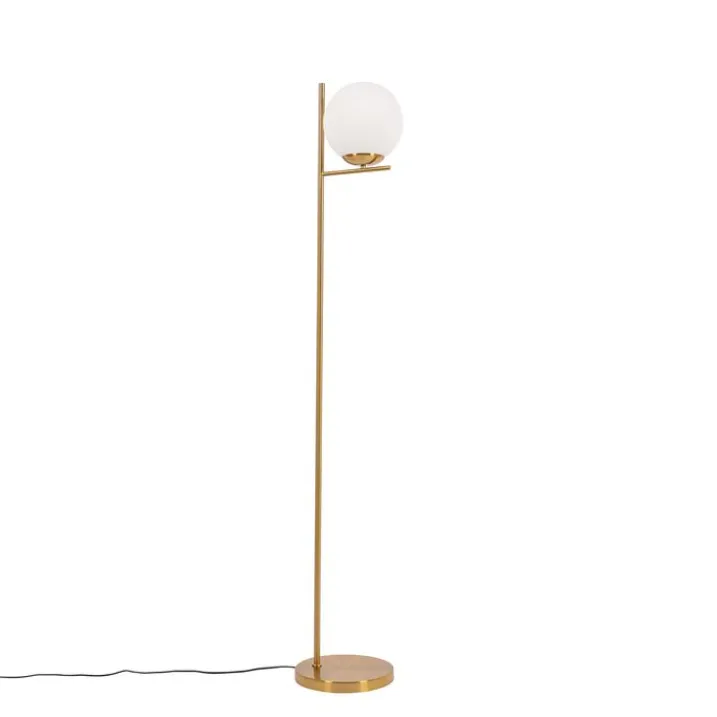 QAZQA Küchenlampen|Stehlampen*Art-Deco-Stehlampe aus Gold und Opalglas – Flore