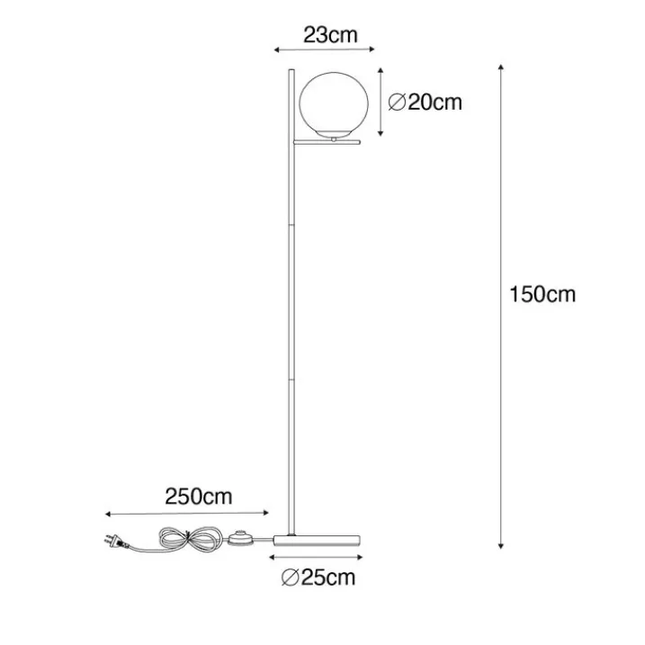 QAZQA Küchenlampen|Stehlampen*Art-Deco-Stehlampe aus Gold und Opalglas – Flore