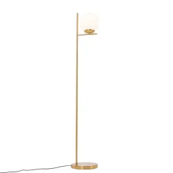 QAZQA Küchenlampen|Stehlampen*Art-Deco-Stehlampe aus Gold und Opalglas – Flore