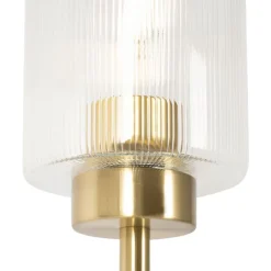 QAZQA Stehlampen|Wohnzimmerlampen*Art-Deco-Stehlampe Gold mit Glas 2-flammig - Laura