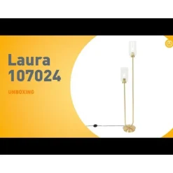 QAZQA Stehlampen|Wohnzimmerlampen*Art-Deco-Stehlampe Gold mit Glas 2-flammig - Laura