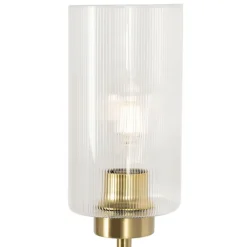 QAZQA Stehlampen|Wohnzimmerlampen*Art-Deco-Stehlampe Gold mit Glas 2-flammig - Laura