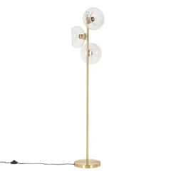 QAZQA Stehlampen|Wohnzimmerlampen*Art-Deco-Stehlampe Gold mit Glas 3-flammig - Ayesha
