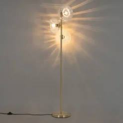 QAZQA Stehlampen|Wohnzimmerlampen*Art-Deco-Stehlampe Gold mit Glas 3-flammig - Ayesha