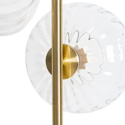 QAZQA Stehlampen|Wohnzimmerlampen*Art-Deco-Stehlampe Gold mit Glas 3-flammig - Ayesha