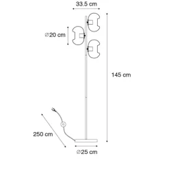 QAZQA Stehlampen|Wohnzimmerlampen*Art-Deco-Stehlampe Gold mit Glas 3-flammig - Ayesha