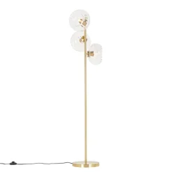 QAZQA Stehlampen|Wohnzimmerlampen*Art-Deco-Stehlampe Gold mit Glas 3-flammig - Ayesha