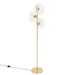 QAZQA Stehlampen|Wohnzimmerlampen*Art-Deco-Stehlampe Gold mit Glas 3-flammig - Ayesha
