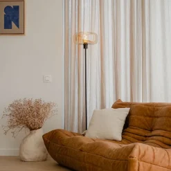 QAZQA Schlafzimmerlampen|Küchenlampen*Art-Deco-Stehlampe schwarz mit braunem Glas - Bizle