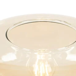 QAZQA Schlafzimmerlampen|Küchenlampen*Art-Deco-Stehlampe schwarz mit braunem Glas - Bizle