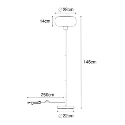 QAZQA Schlafzimmerlampen|Küchenlampen*Art-Deco-Stehlampe schwarz mit braunem Glas - Bizle