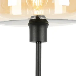 QAZQA Schlafzimmerlampen|Küchenlampen*Art-Deco-Stehlampe schwarz mit braunem Glas - Bizle