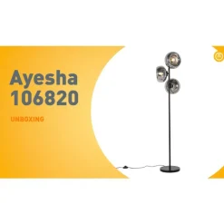 QAZQA Schlafzimmerlampen|Küchenlampen*Art-Deco-Stehlampe schwarz mit Rauchglas 3-flammig – Ayesha