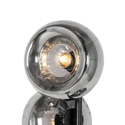 QAZQA Schlafzimmerlampen|Küchenlampen*Art-Deco-Stehlampe schwarz mit Rauchglas 3-flammig – Ayesha