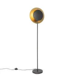 QAZQA Stehlampen|Wohnzimmerlampen*Art-Deco-Stehlampe schwarz mit Gold - Emilienne