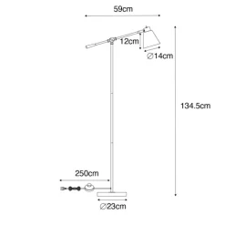 QAZQA Stehlampen|Wohnzimmerlampen*Art-Deco-Stehleuchte aus Bronze mit Marmor und bernsteinfarbenem Glas – Nina