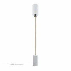 QAZQA Stehlampen|Wohnzimmerlampen*Art-Deco-Stehleuchte aus Messing mit klarem Glas - Rid