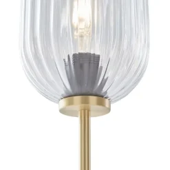 QAZQA Stehlampen|Wohnzimmerlampen*Art-Deco-Stehleuchte aus Messing mit klarem Glas - Rid