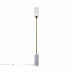 QAZQA Stehlampen|Wohnzimmerlampen*Art-Deco-Stehleuchte aus Messing mit klarem Glas - Rid