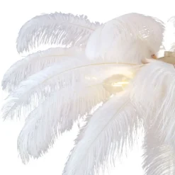 QAZQA Wohnzimmerlampen|Stehlampen*Art-Deco-Stehleuchte Beige mit weißen Federn - Peahen