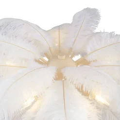 QAZQA Wohnzimmerlampen|Stehlampen*Art-Deco-Stehleuchte Beige mit weißen Federn - Peahen