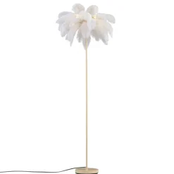 QAZQA Wohnzimmerlampen|Stehlampen*Art-Deco-Stehleuchte Beige mit weißen Federn - Peahen