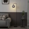 QAZQA Stehlampen|Wohnzimmerlampen*Art-Deco-Stehleuchte schwarz mit Rauchglas – Sandra