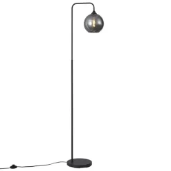 QAZQA Stehlampen|Wohnzimmerlampen*Art-Deco-Stehleuchte schwarz mit Rauchglas – Sandra