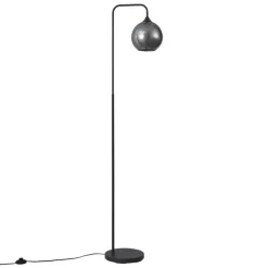 QAZQA Stehlampen|Wohnzimmerlampen*Art-Deco-Stehleuchte schwarz mit Rauchglas – Sandra
