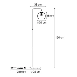 QAZQA Stehlampen|Wohnzimmerlampen*Art-Deco-Stehleuchte schwarz mit Rauchglas – Sandra