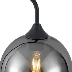 QAZQA Stehlampen|Wohnzimmerlampen*Art-Deco-Stehleuchte schwarz mit Rauchglas – Sandra
