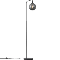 QAZQA Stehlampen|Wohnzimmerlampen*Art-Deco-Stehleuchte schwarz mit Rauchglas – Sandra