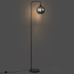 QAZQA Stehlampen|Wohnzimmerlampen*Art-Deco-Stehleuchte schwarz mit Rauchglas – Sandra