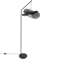 QAZQA Wohnzimmerlampen|Stehlampen*Art-Deco-Stehleuchte schwarz mit schwarzem Schirm - Nest