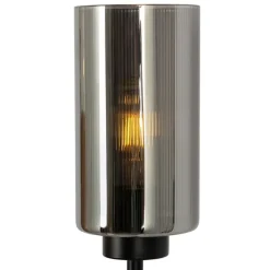 QAZQA Schlafzimmerlampen|Küchenlampen*Art-Deco-Stehleuchte schwarz mit Rauchglas 2-flammig – Laura