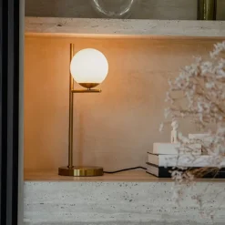 QAZQA Tischlampen|Wohnzimmerlampen*Art-Deco-Tischlampe aus Gold und Opalglas - Flore