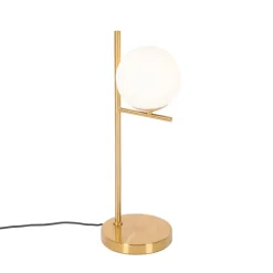 QAZQA Tischlampen|Wohnzimmerlampen*Art-Deco-Tischlampe aus Gold und Opalglas - Flore