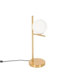 QAZQA Tischlampen|Wohnzimmerlampen*Art-Deco-Tischlampe aus Gold und Opalglas - Flore