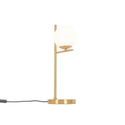 QAZQA Tischlampen|Wohnzimmerlampen*Art-Deco-Tischlampe aus Gold und Opalglas - Flore