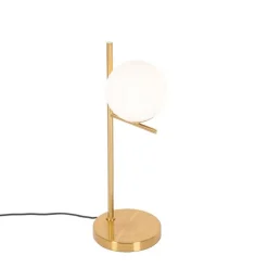 QAZQA Tischlampen|Wohnzimmerlampen*Art-Deco-Tischlampe aus Gold und Opalglas - Flore