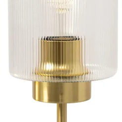 QAZQA Tischlampen|Wohnzimmerlampen*Art-Deco-Tischlampe Gold mit Glas 2-flammig - Laura