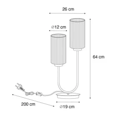 QAZQA Tischlampen|Wohnzimmerlampen*Art-Deco-Tischlampe Gold mit Glas 2-flammig - Laura